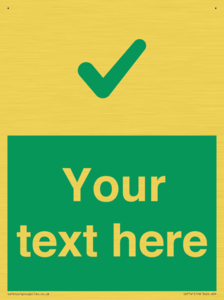 Custom green background, green tick sign